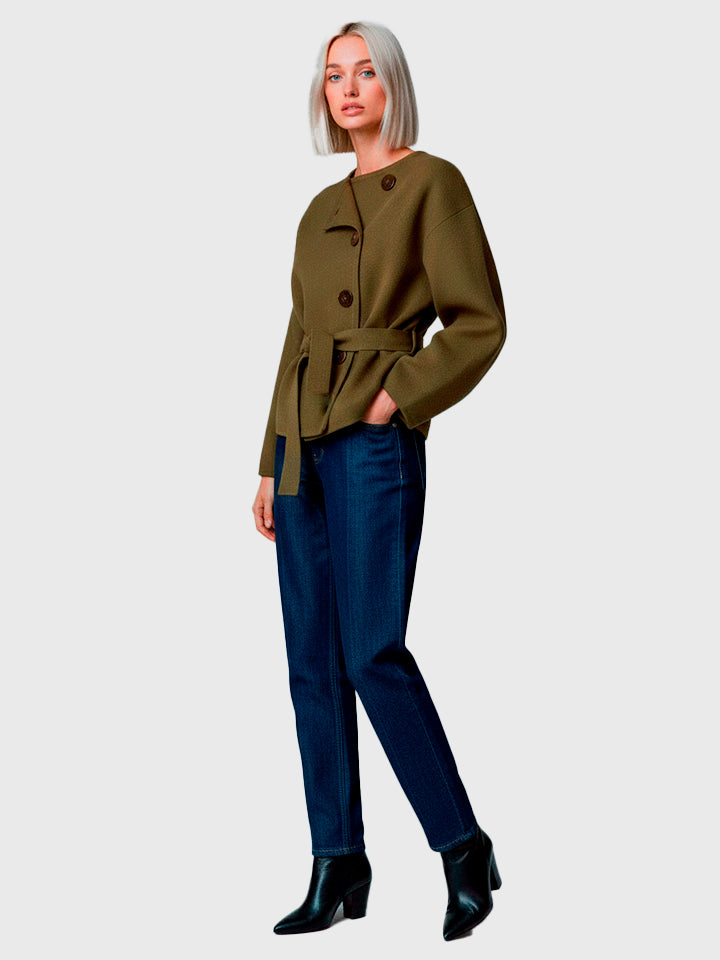 Women's Round Neck Single-Breasted Jacket