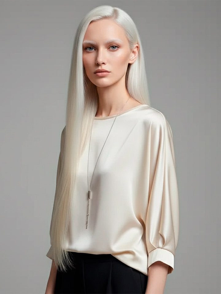 Refined Satin Sweater - Glossy Elegant Texture