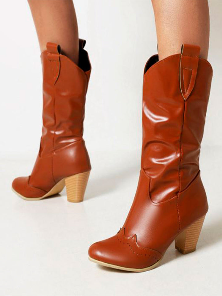 Vegan Leather Heeled Ankle Boots