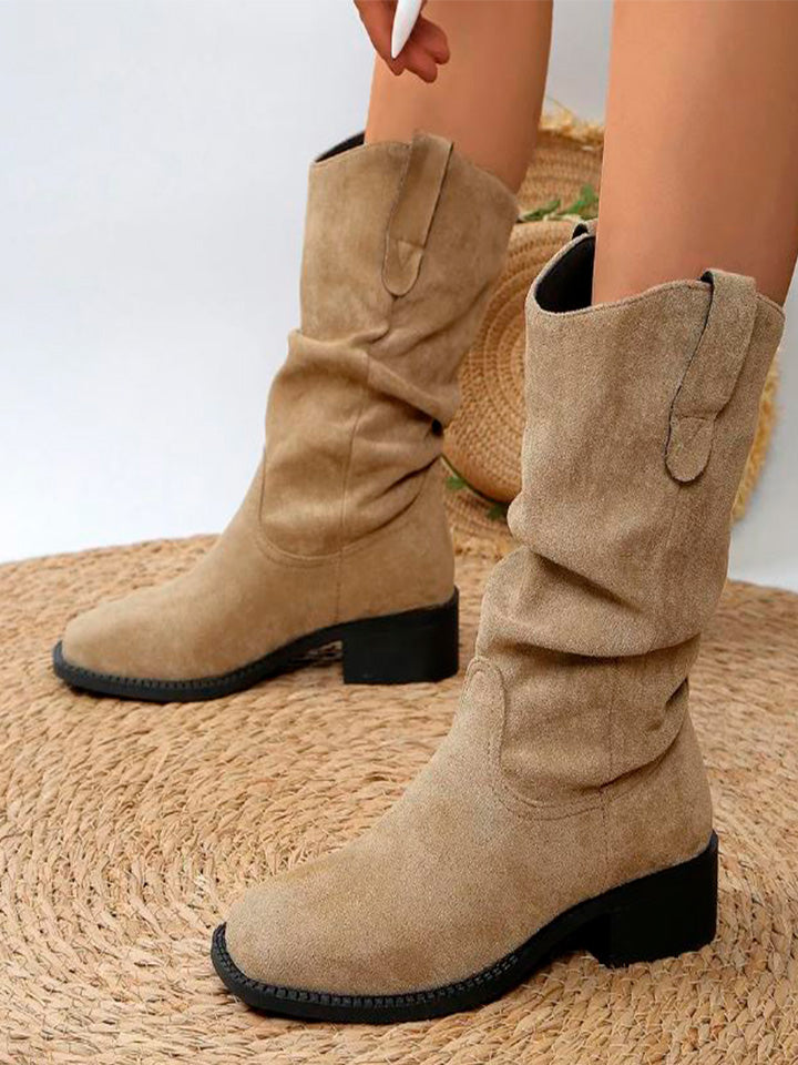 Pleated Western Cowboy Boots