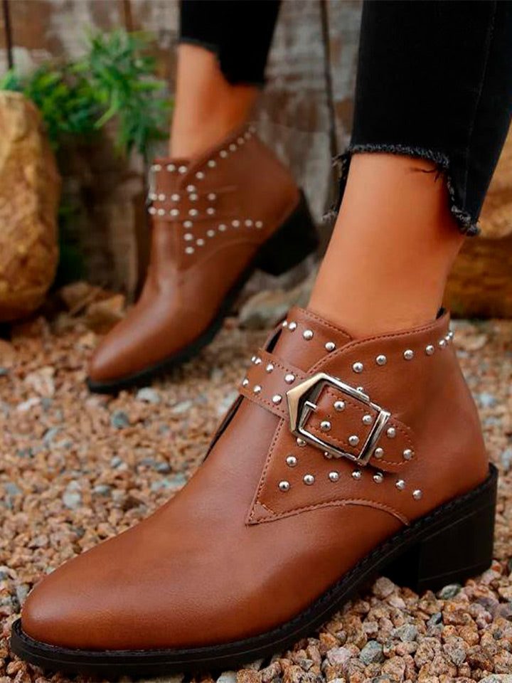 Studded Buckle Chelsea Boots
