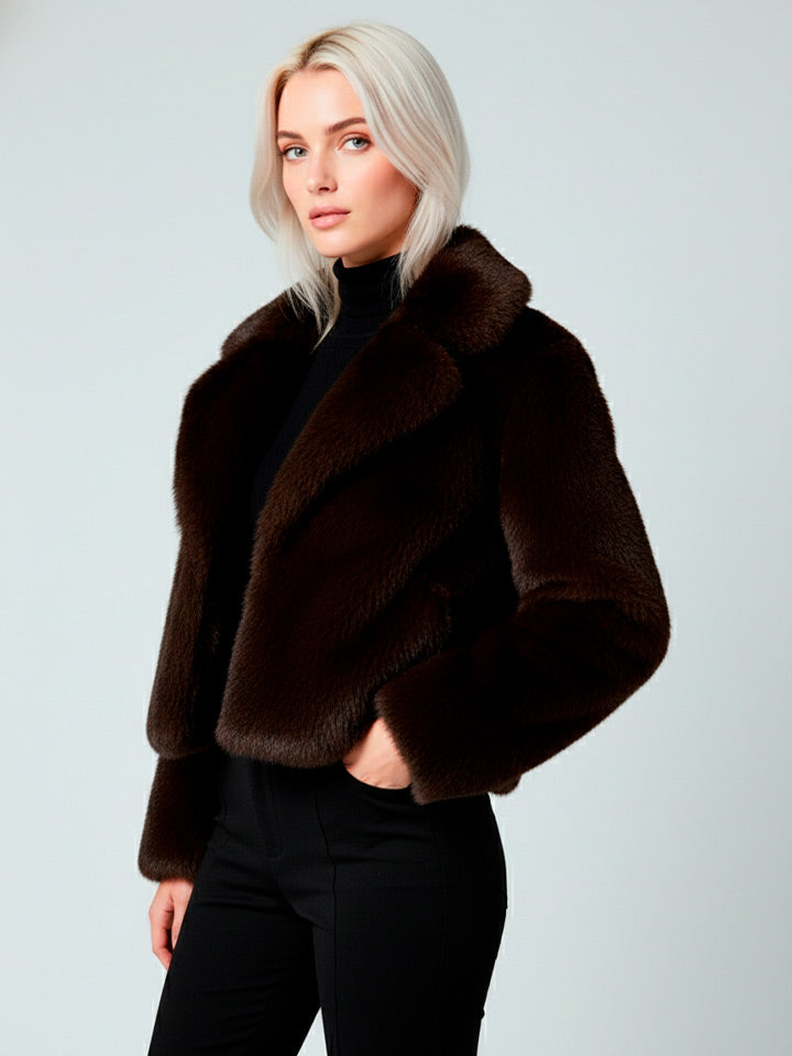 Faux Fur Effect Long Sleeve Jacket