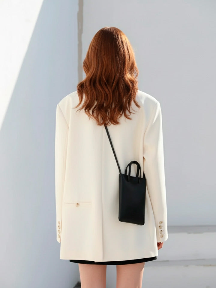 Refined Double-Breasted Blazer in Classic Solid