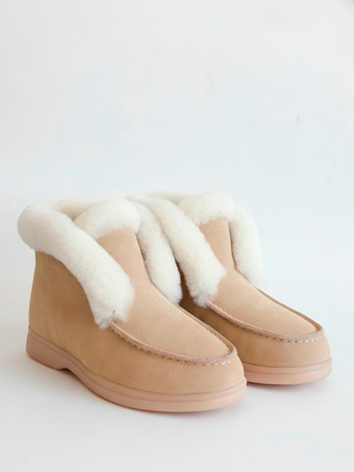 Suede Ankle Boots with Natural Fur Lining