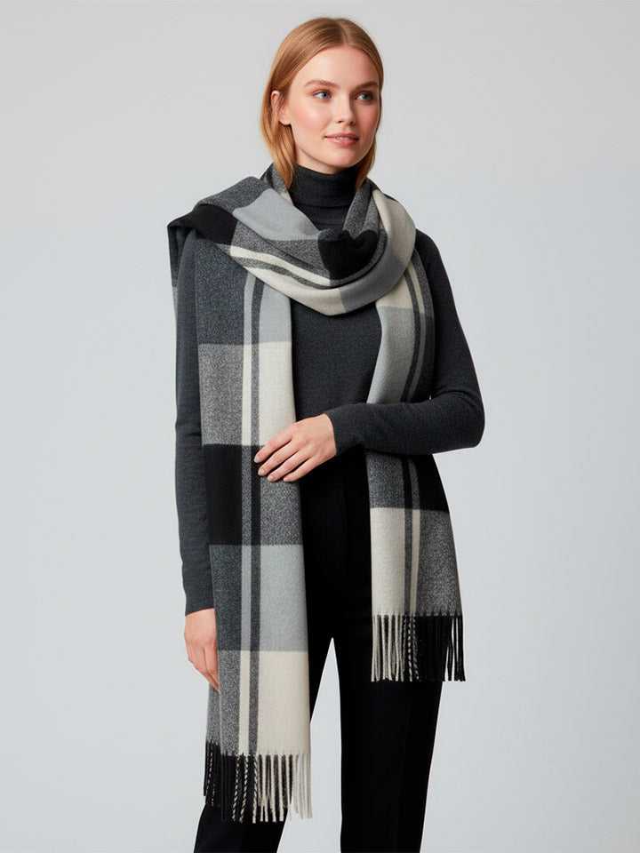 Checkered Faux Cashmere Scarf