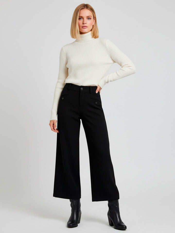 White Denim Loose Fit Casual Trousers