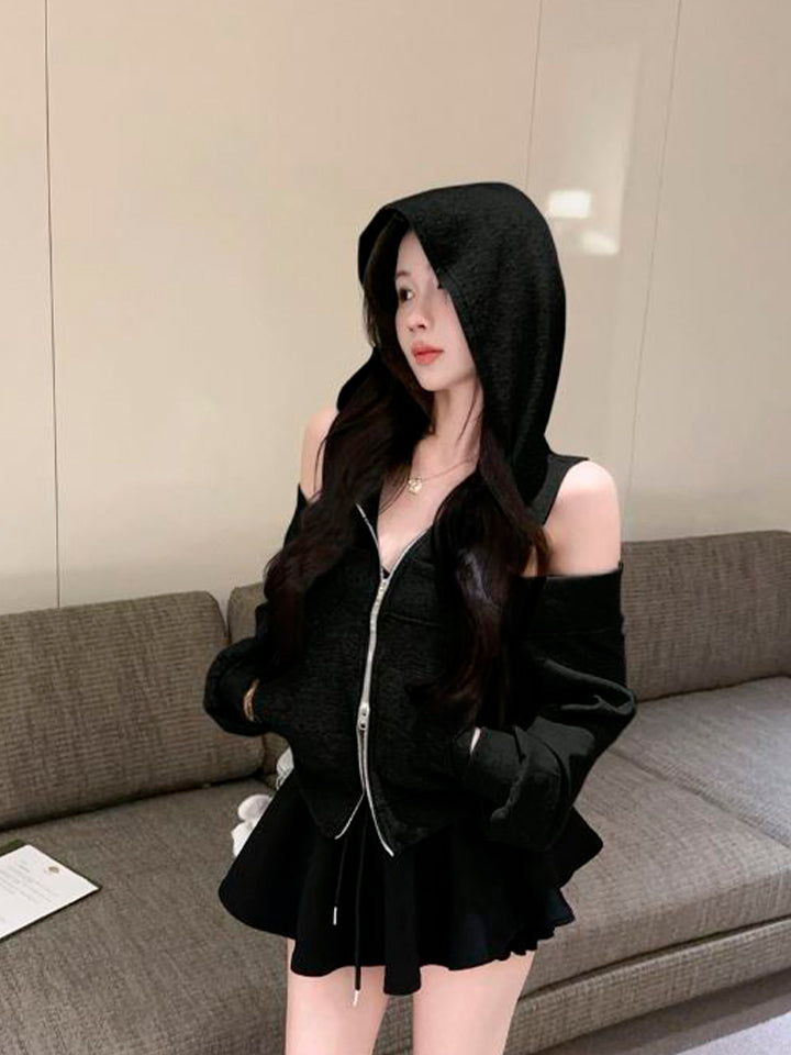 Grey Panel Hooded Sweatshirt