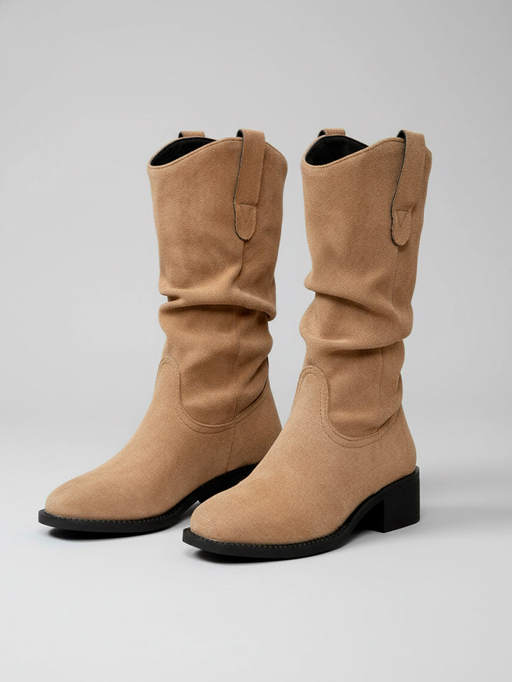 Pleated Western Cowboy Boots