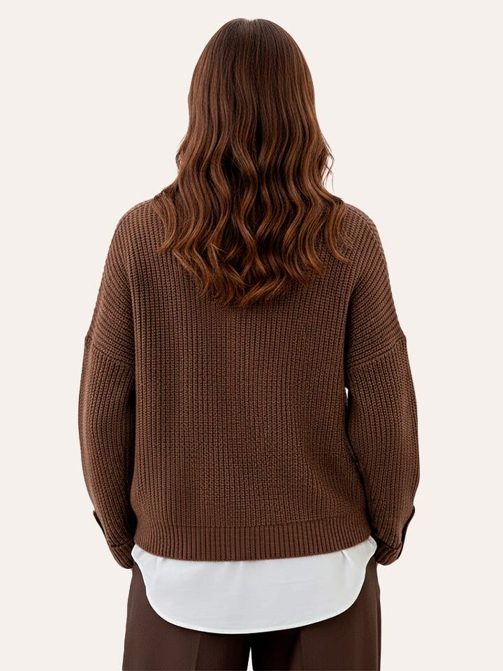 V-Neck Button-Front Knit Cardigan