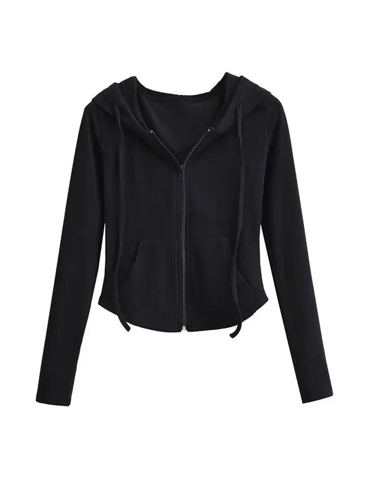 Contemporary Cropped Zip-Up Hooded Jacket