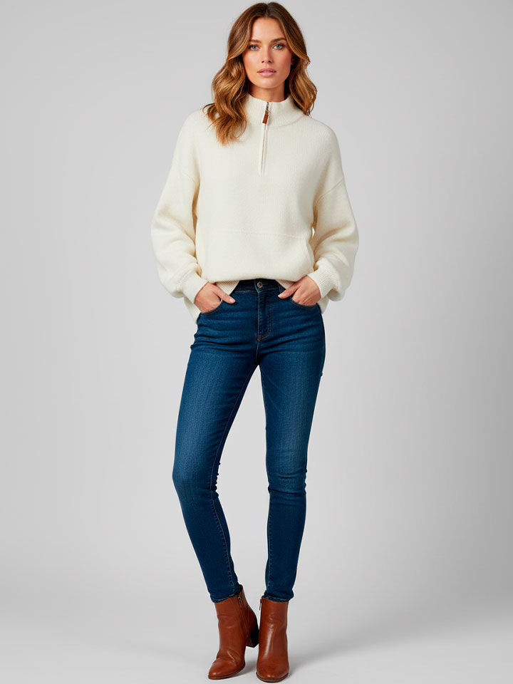 Arctic Velvet Half-Zip Stand Collar Sweater