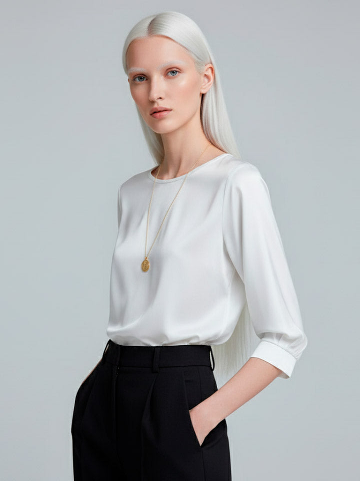 Refined Satin Sweater - Glossy Elegant Texture