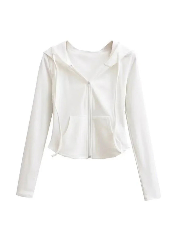 Contemporary Cropped Zip-Up Hooded Jacket