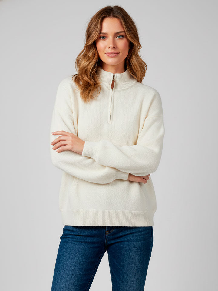 Arctic Velvet Half-Zip Stand Collar Sweater