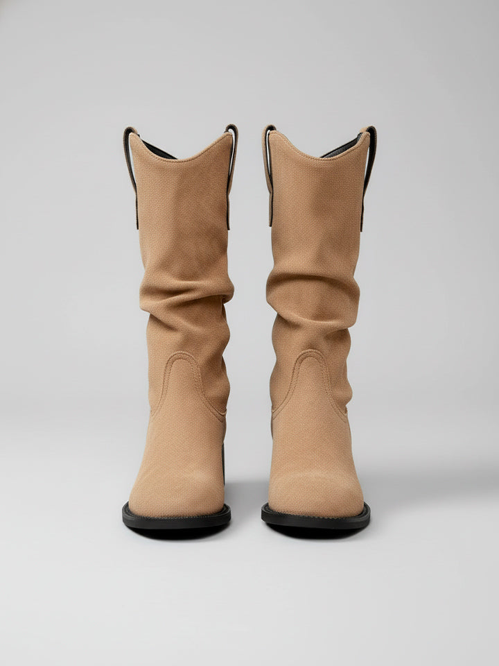 Pleated Western Cowboy Boots