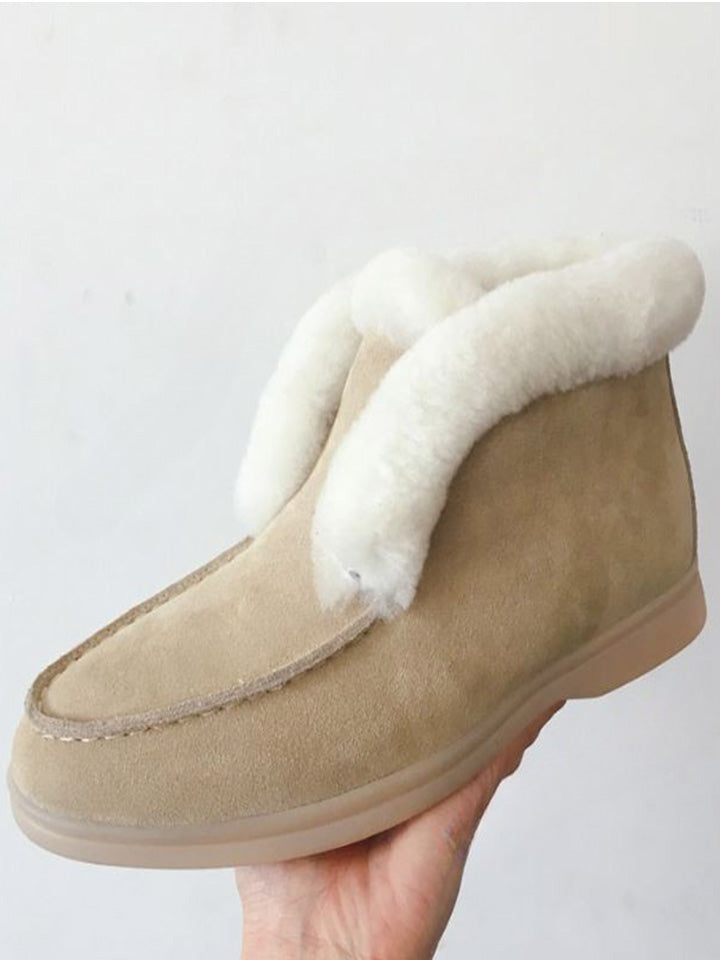 Suede Ankle Boots with Natural Fur Lining