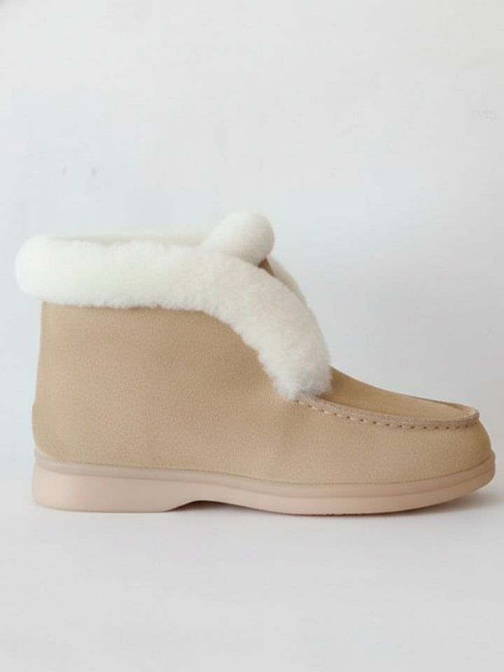 Suede Ankle Boots with Natural Fur Lining