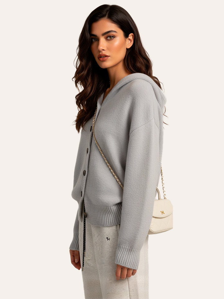 Hooded Alpaca Wool Cardigan