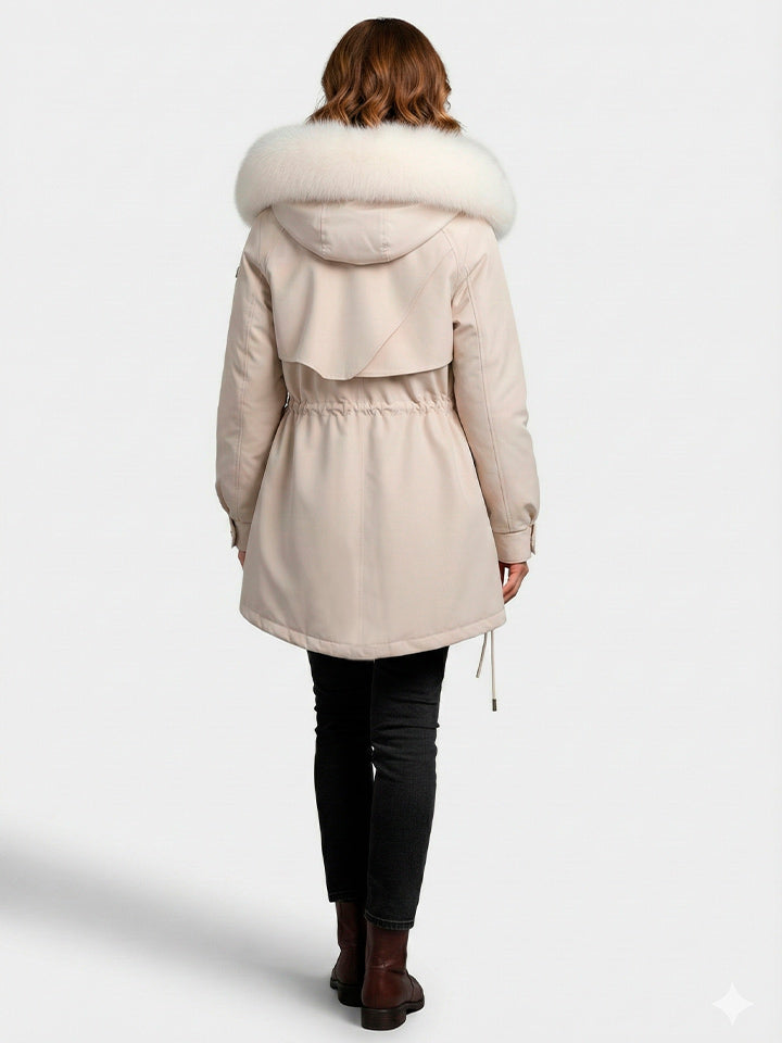 Hooded Quilted Puffer Jacket with Faux Fur Trim
