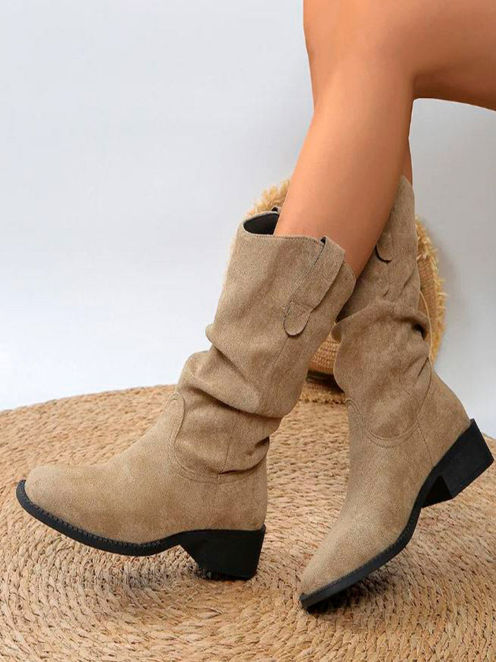 Pleated Western Cowboy Boots