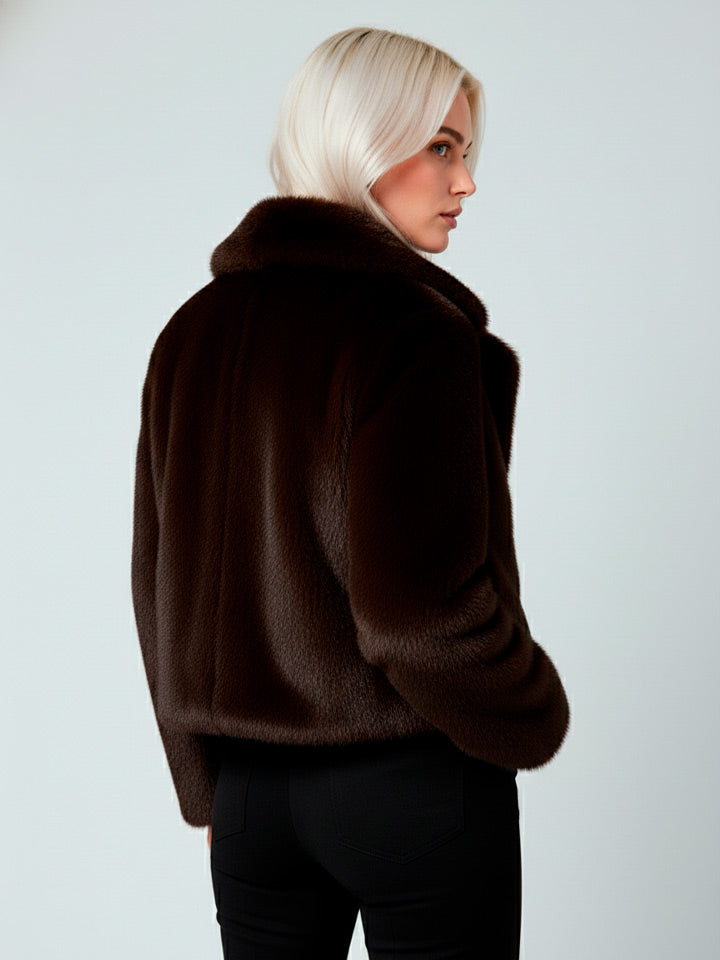 Faux Fur Effect Long Sleeve Jacket