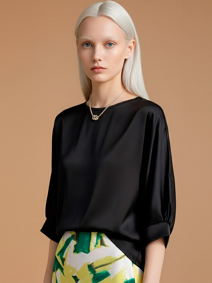 Refined Satin Sweater - Glossy Elegant Texture