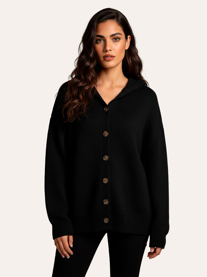 Hooded Alpaca Wool Cardigan
