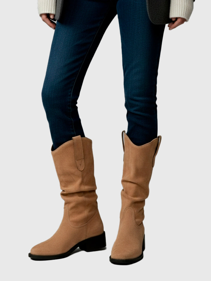 Pleated Western Cowboy Boots