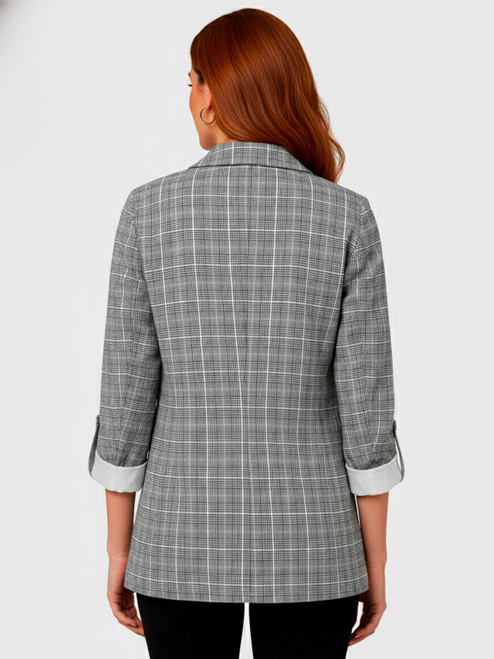 Single-Breasted Plaid Blazer