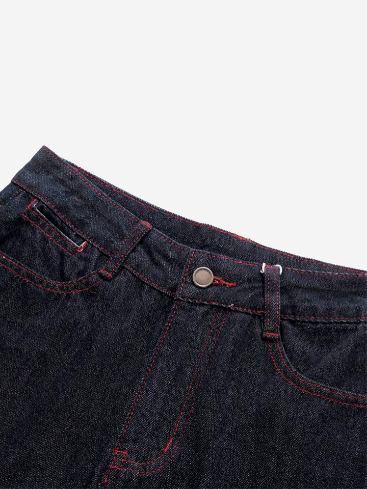 Red Trim Wide Jeans