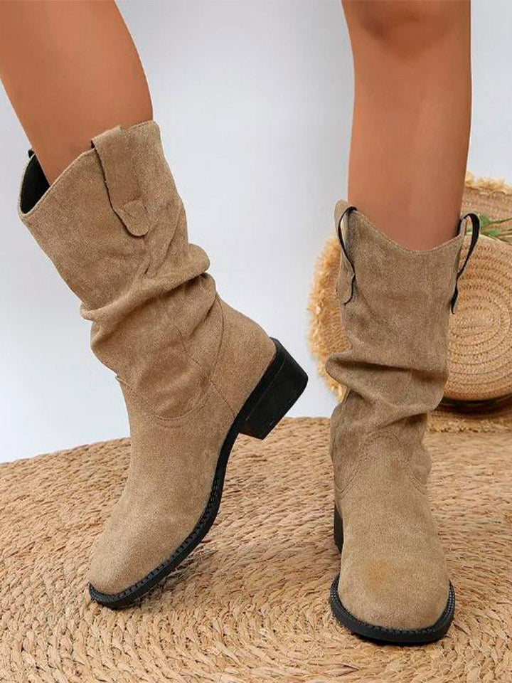 Pleated Western Cowboy Boots