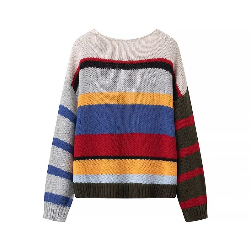 Rainbow Stripe Long Sleeve Sweater