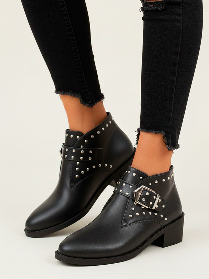 Studded Buckle Chelsea Boots
