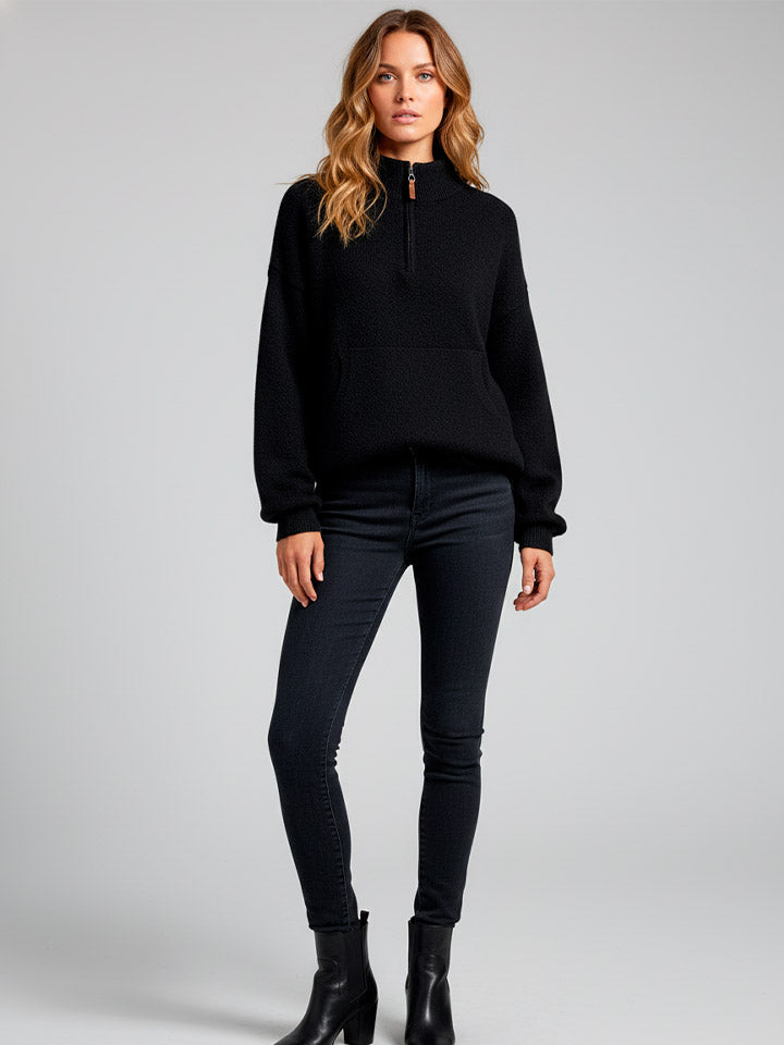 Arctic Velvet Half-Zip Stand Collar Sweater