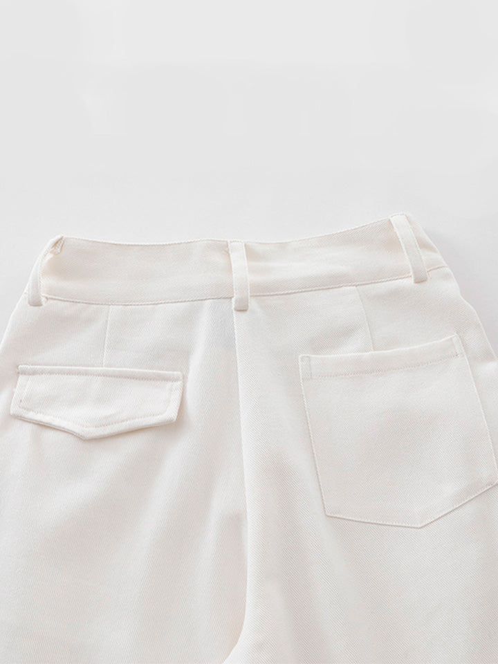 White Denim Loose Fit Casual Trousers