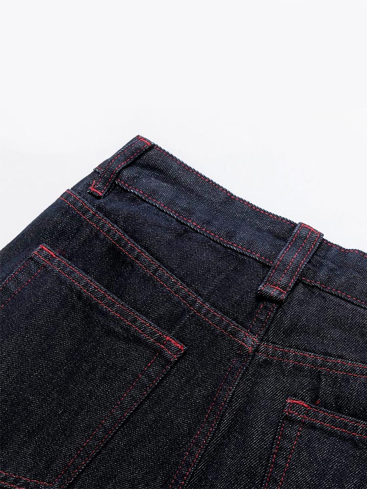 Red Trim Wide Jeans
