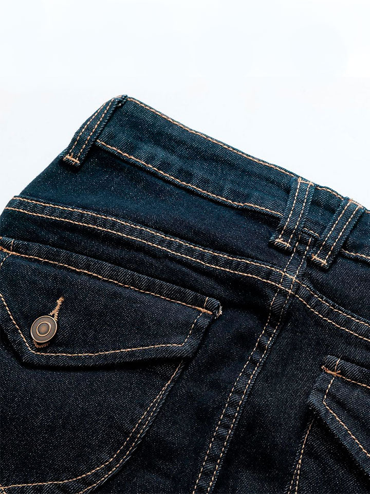 Black Retro Flared Patchwork Jeans