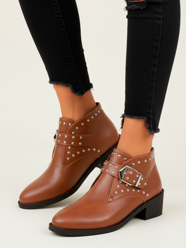 Studded Buckle Chelsea Boots