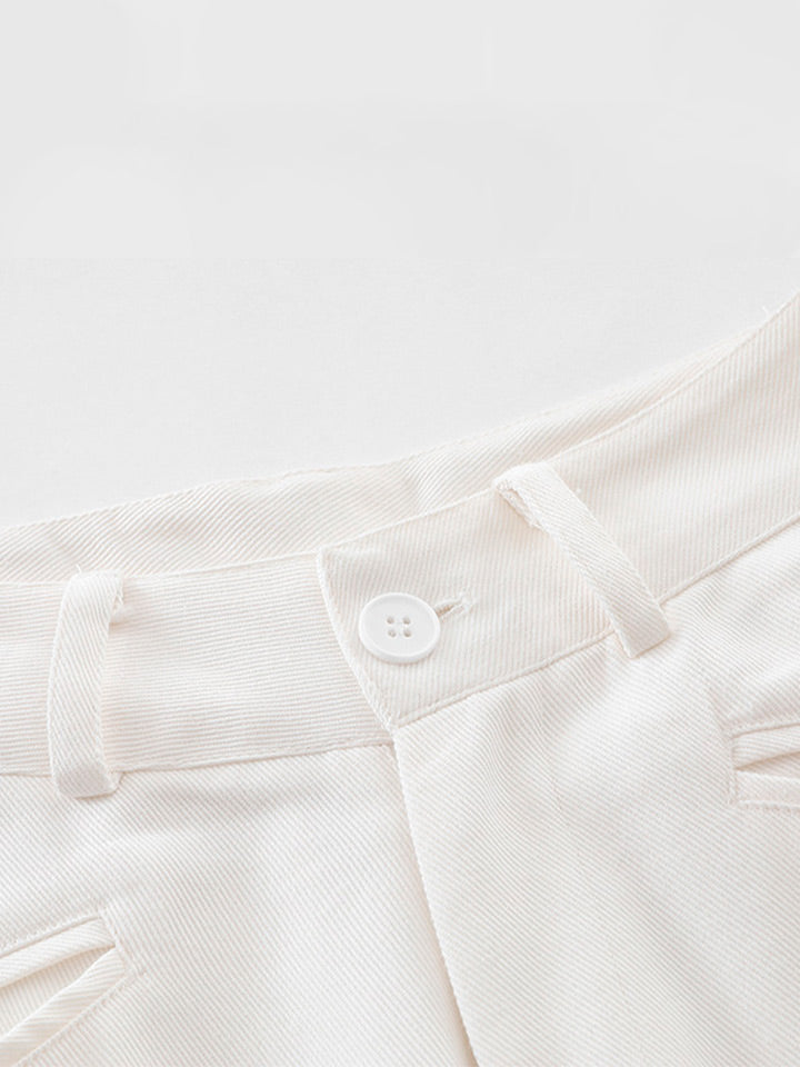 White Denim Loose Fit Casual Trousers