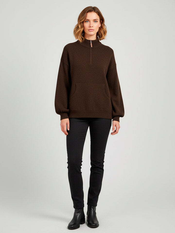 Arctic Velvet Half-Zip Stand Collar Sweater