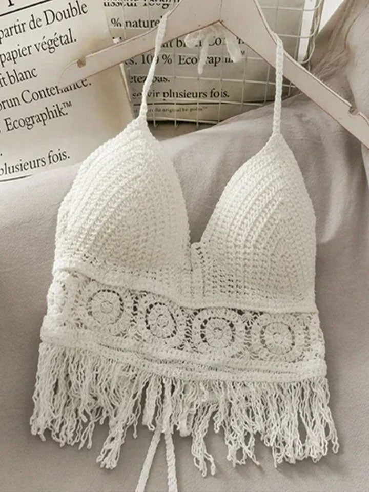 Halter Neck Crop Top with Intricate Lace Detail