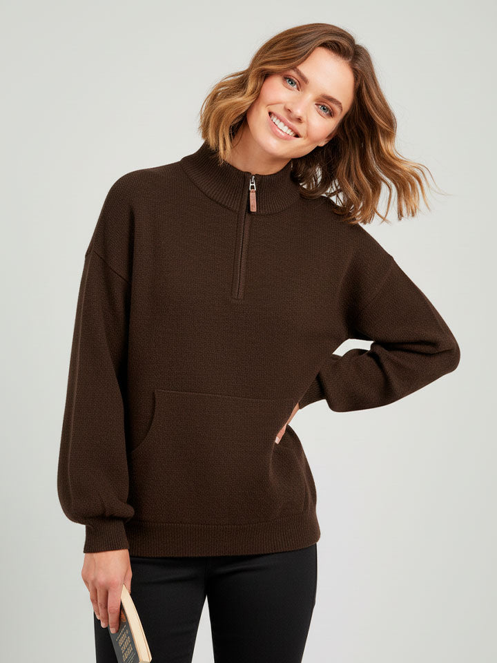 Arctic Velvet Half-Zip Stand Collar Sweater