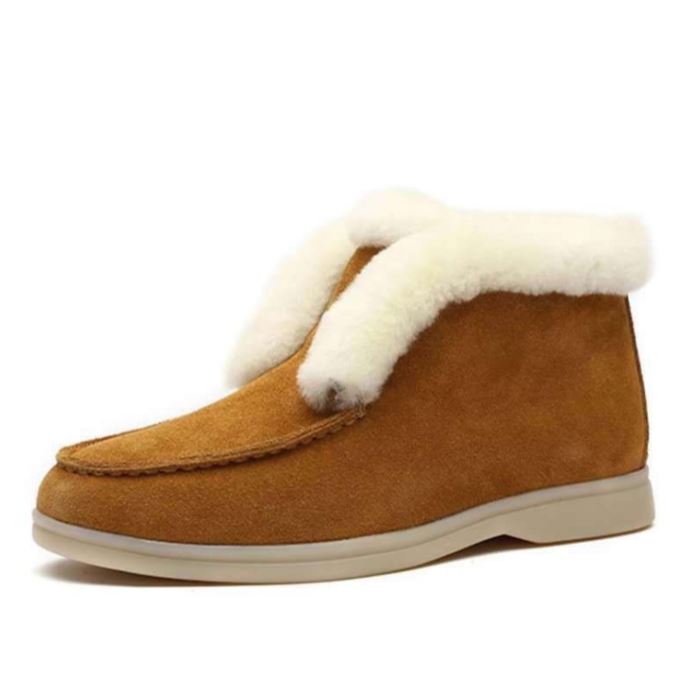 Suede Ankle Boots with Natural Fur Lining