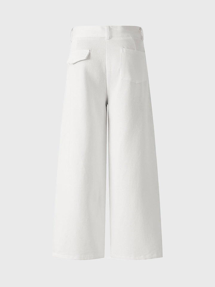 White Denim Loose Fit Casual Trousers