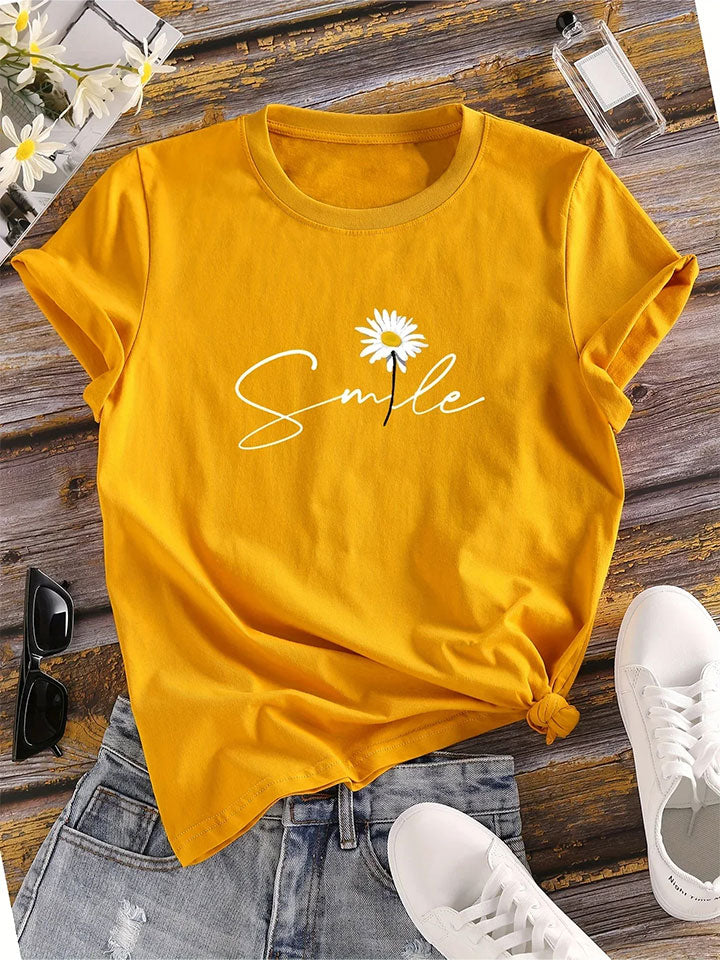 Botanical Motif Crew Neck Tee
