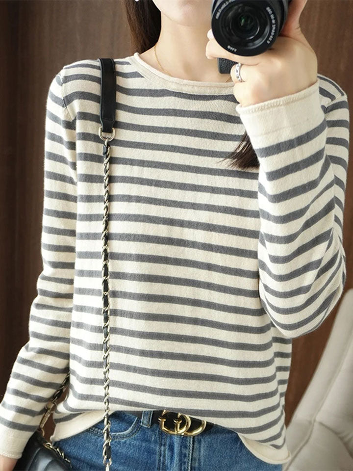 Essential Cotton Striped Pullover