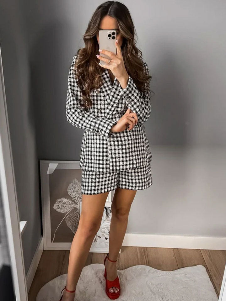 Heritage Houndstooth Double-Breasted Blazer