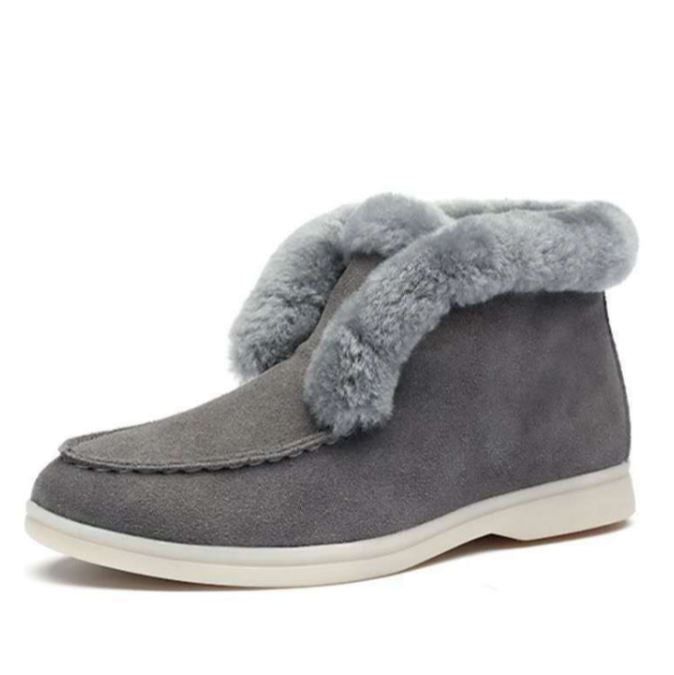 Suede Ankle Boots with Natural Fur Lining