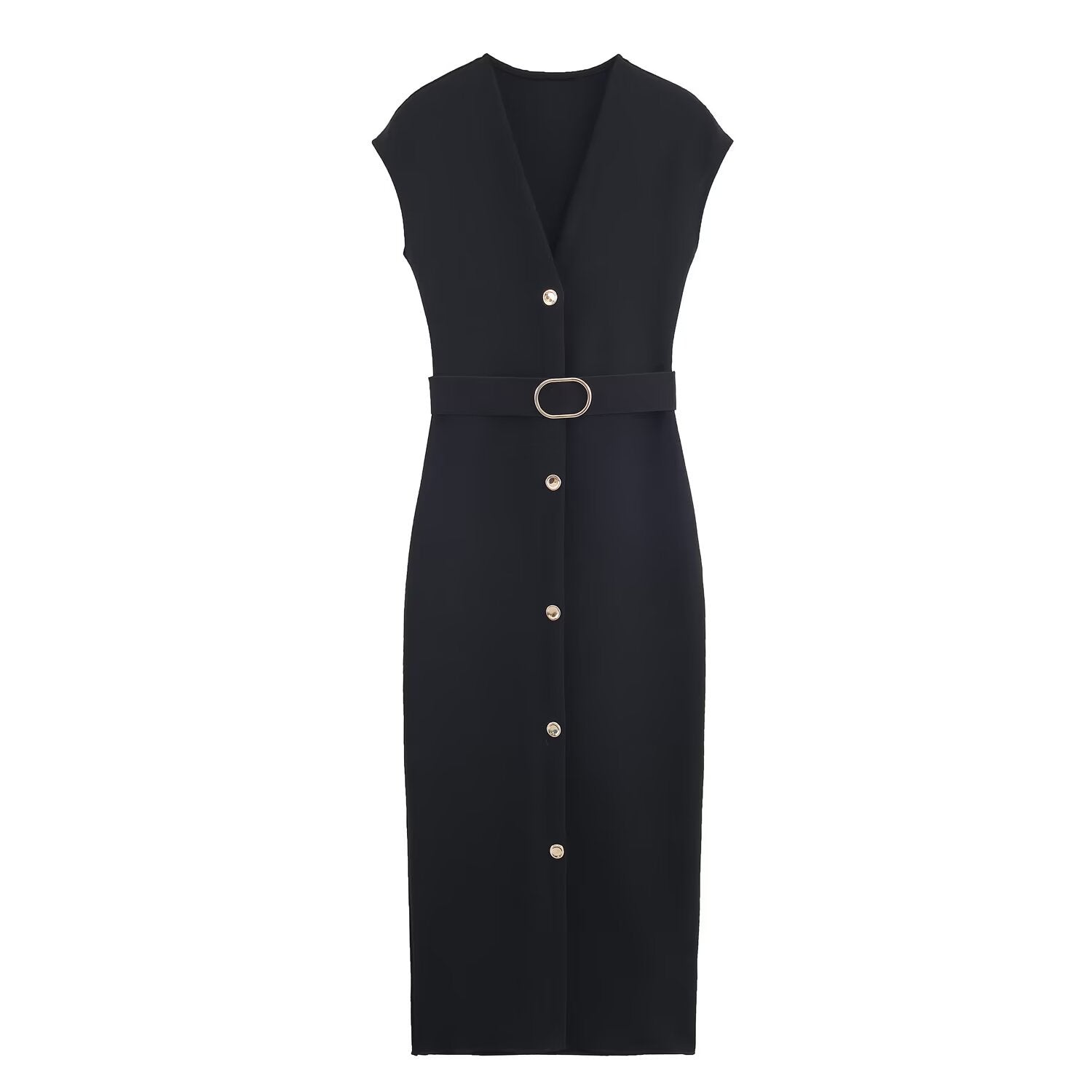 Deep V-Neck Sleeveless Dress