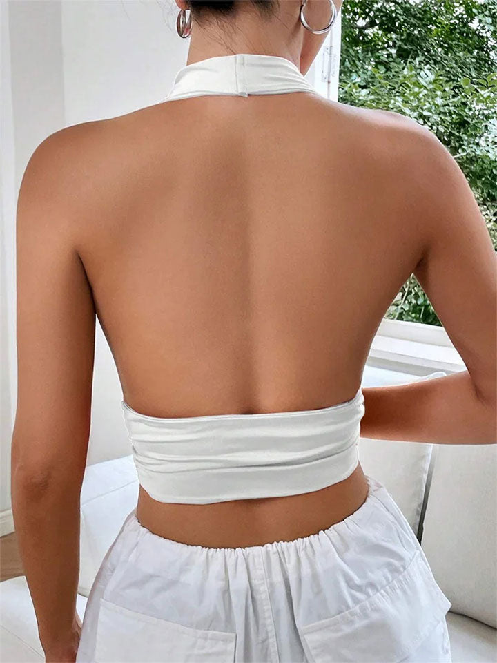 Backless Halter Top - Contemporary Sleeveless Design